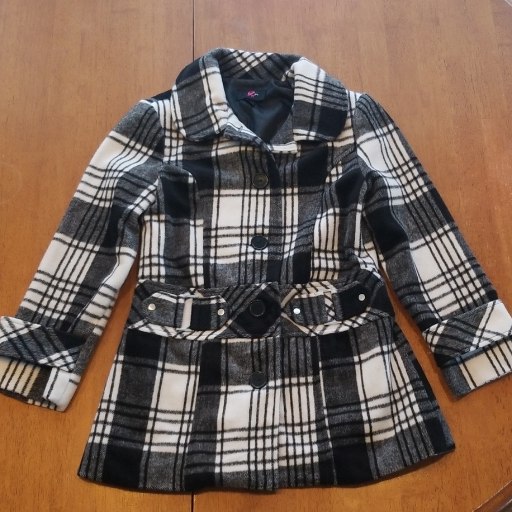 Girls flannel peacoat 10/12 - Picture 1 of 4